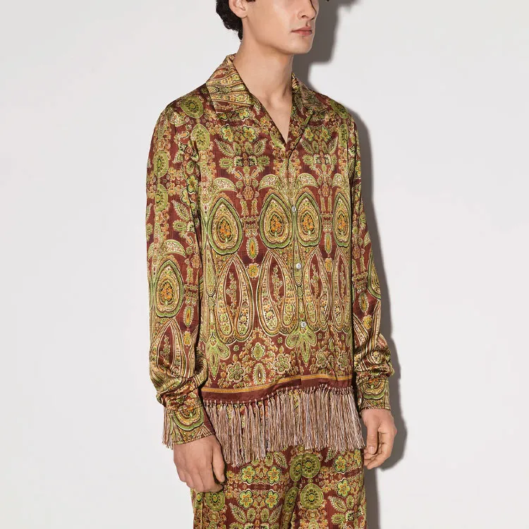 AMIRI Tapestry Long Sleeve Bowling Shirt-3