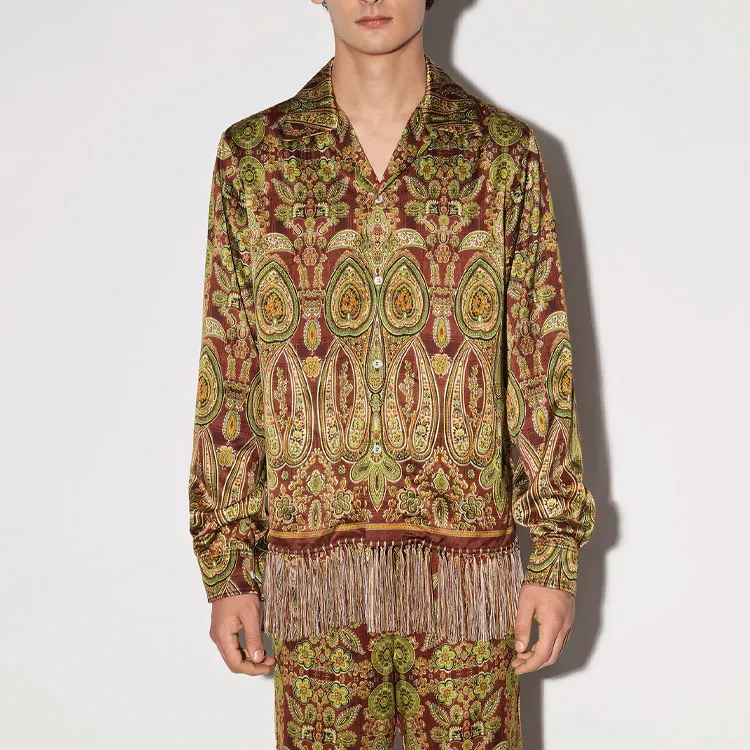 AMIRI Tapestry Long Sleeve Bowling Shirt-1
