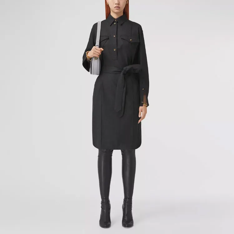 Burberry Long Sleeved Dress Women's Black-1