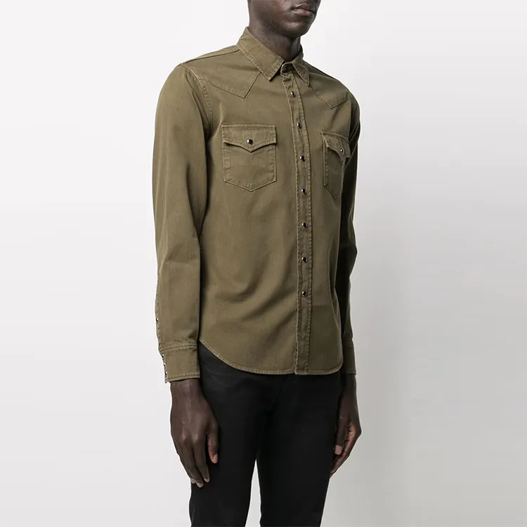 SAINT LAURENT Stonewashed Western Shirt-3