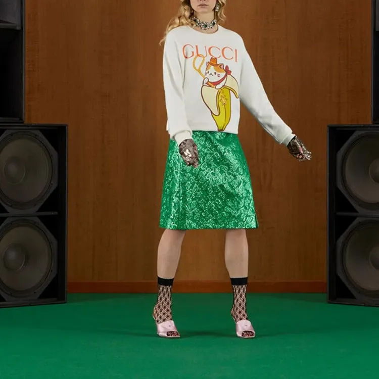 GUCCI X Bananya Logo Printed Sweatshirt White-3