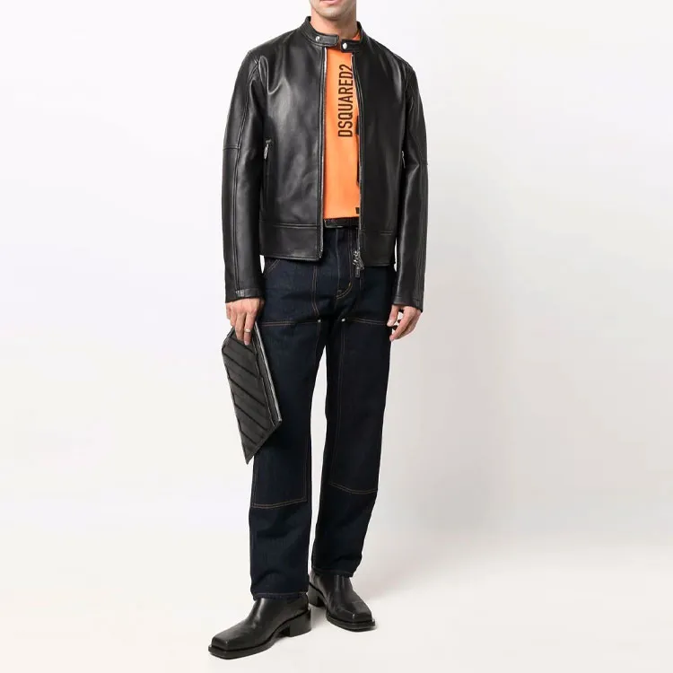 DSQUARED 2 Leather Jackets Men Black-1