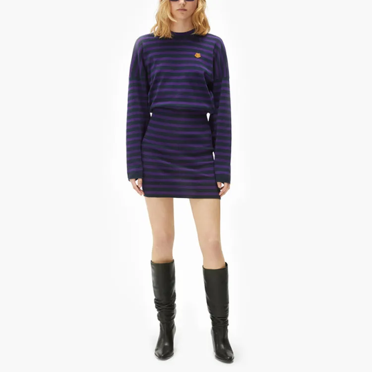 KENZO Logo Patch Striped Mini Dress-1