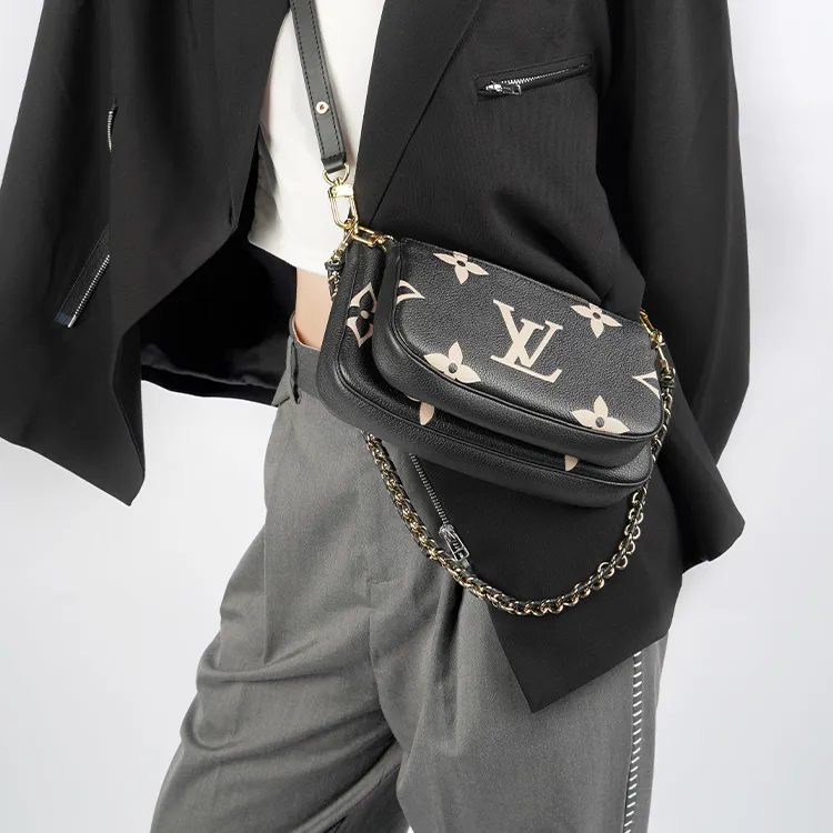 LOUIS VUITTON Multi Pochette Monogram Empreinte Bi color Black-7