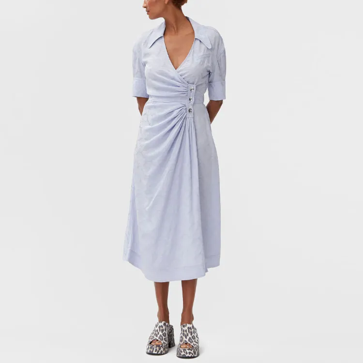 GANNI Short Sleeved Dresses Women's Blue Purple-2