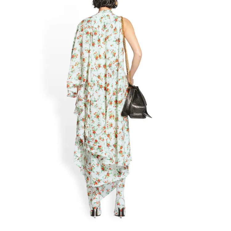 Balenciaga SS22 Long-Sleeved Dresses Loose Fit Style Women's White-3