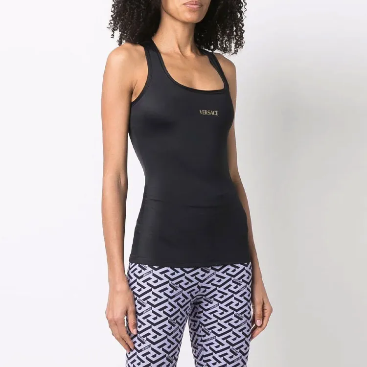 VERSACE Logo-print Square-neck Performance Tank Top-3