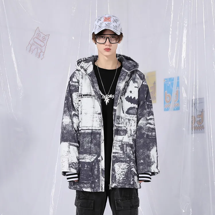 BIRDTALK Puffer Jackets Unisex White Gray-4