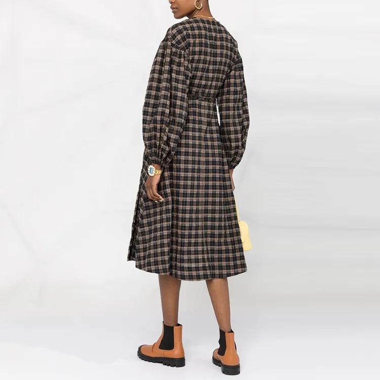 GANNI Long-Sleeved Dresses Women's Brown-2