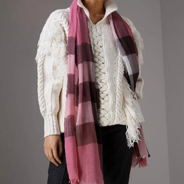 Burberry Knit Scarves Unisex Rose Pink-7