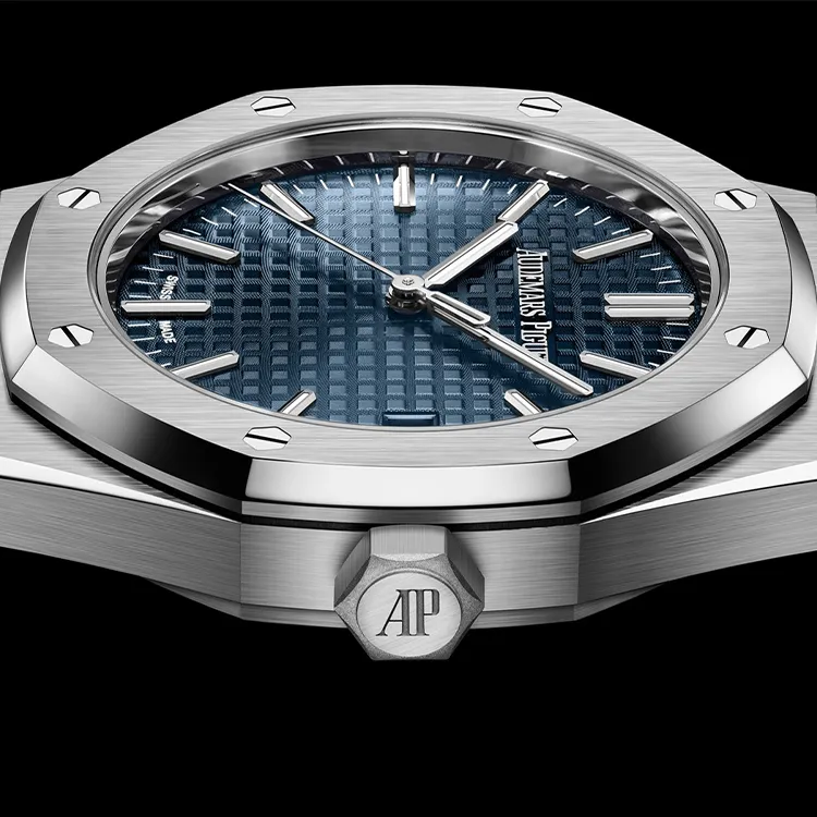 AUDEMARS PIGUET Royal Oak Series Automatic Mechanical Movement Women's Watch 37mm Blue Dial Stainless Steel Case-4
