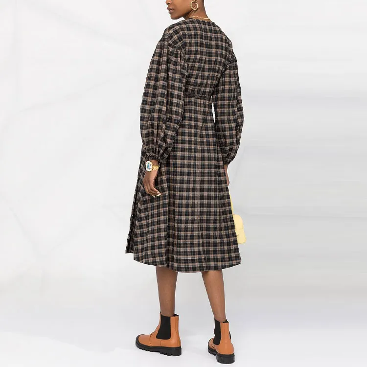 GANNI Long-Sleeved Dresses Women's Brown-3
