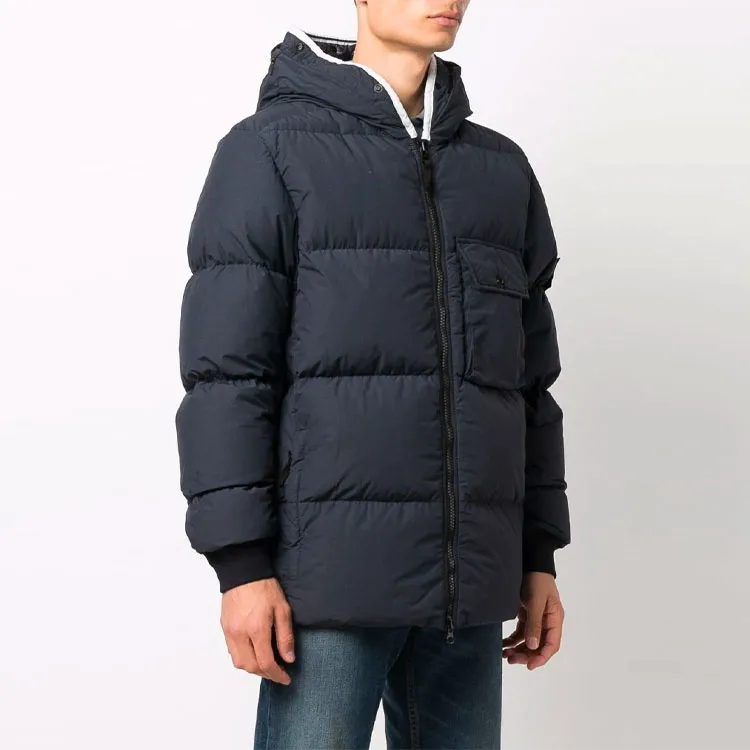 STONE ISLAND Solid Color Hooded Down Jacket Men's Graphite-2