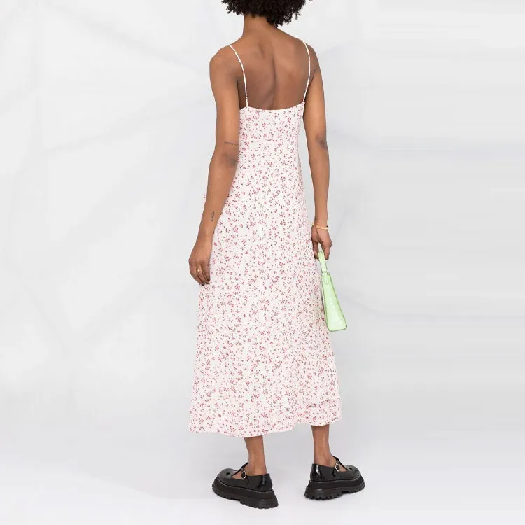 GANNI Printed Georgette Strap Dress 'Egret'-2