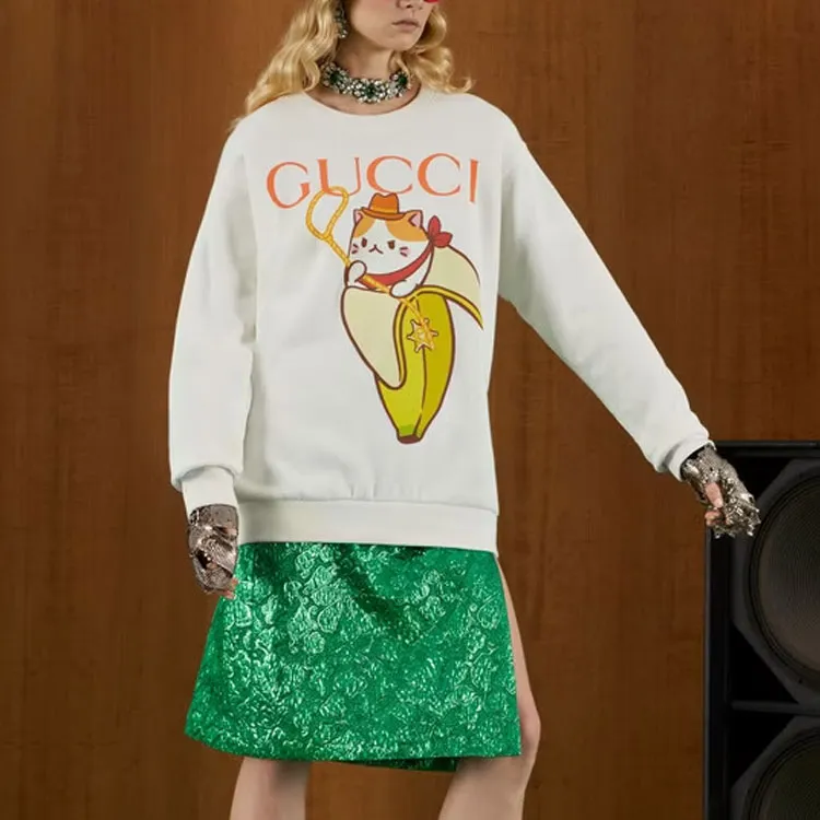 GUCCI X Bananya Logo Printed Sweatshirt White-4