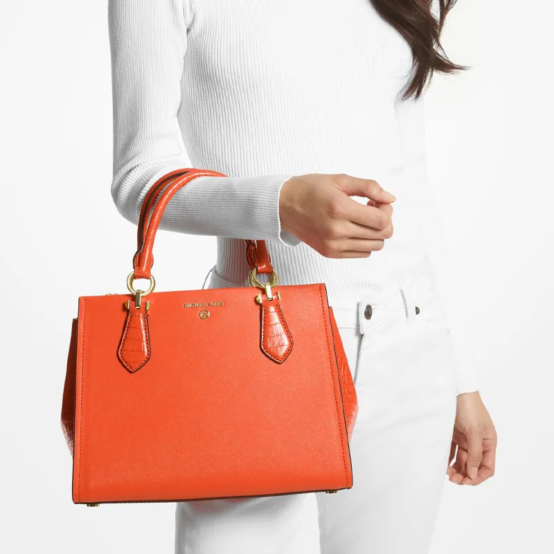 MICHAEL KORS MARILYN Leather Handbag Shoulder Bag Crossbody Bag Medium Size Women's Optical Orange-4