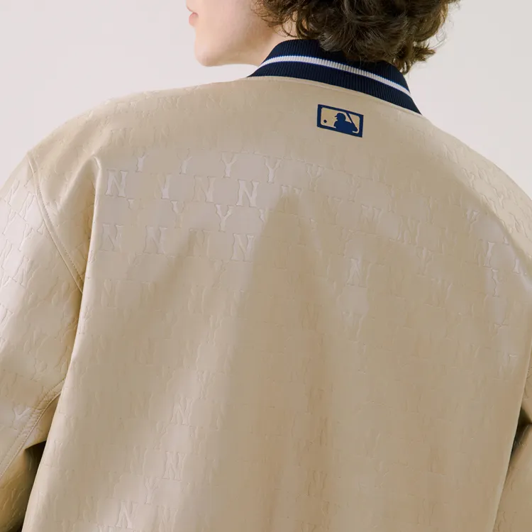 MLB Baseball Jacket Unisex Beige-3