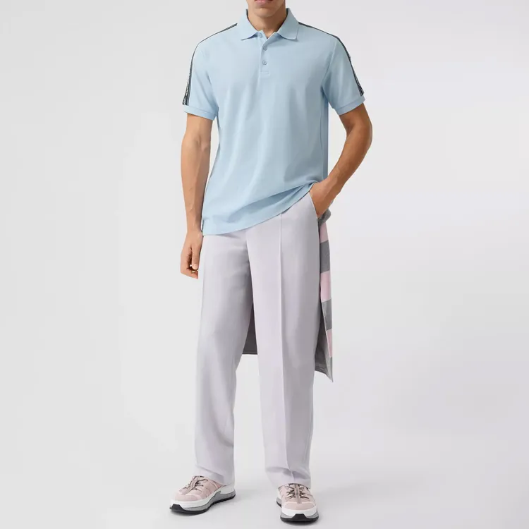 Burberry Polo Shirts Men Light Blue-4