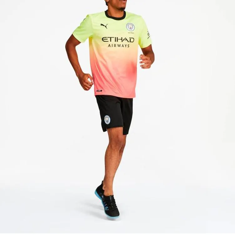 PUMA Manchester City T Shirts Men Pink Yellow-4