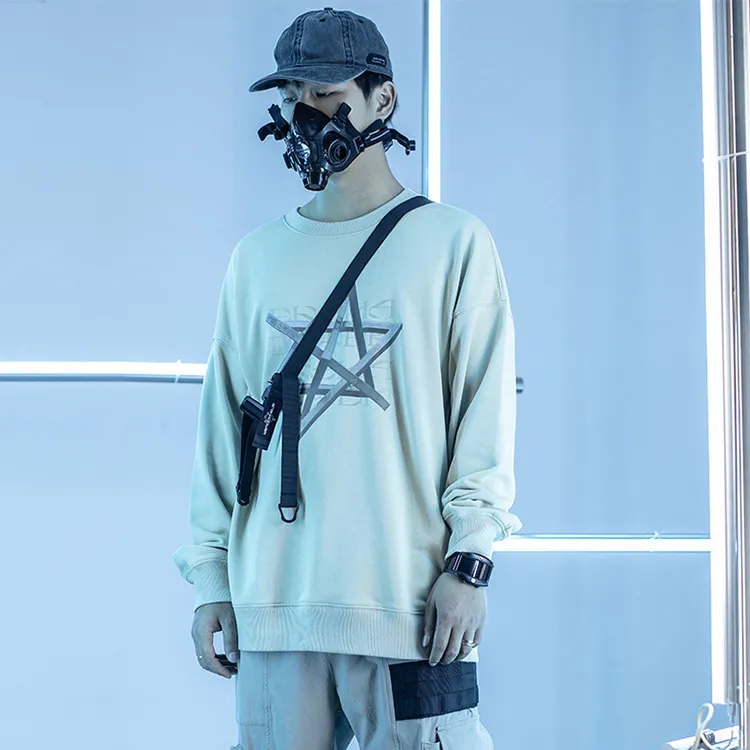 ENSHADOWER Crew Neck Loose Fit Sweatshirt Unisex Khaki-2