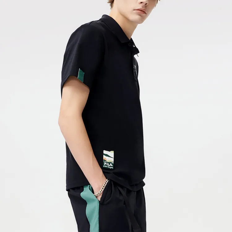 FILA FUSION Polo Shirt Men's Black-3