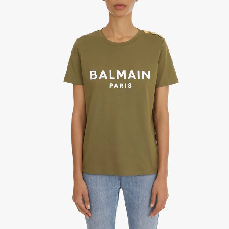 BALMAIN T-Shirts Women's Khaki-5