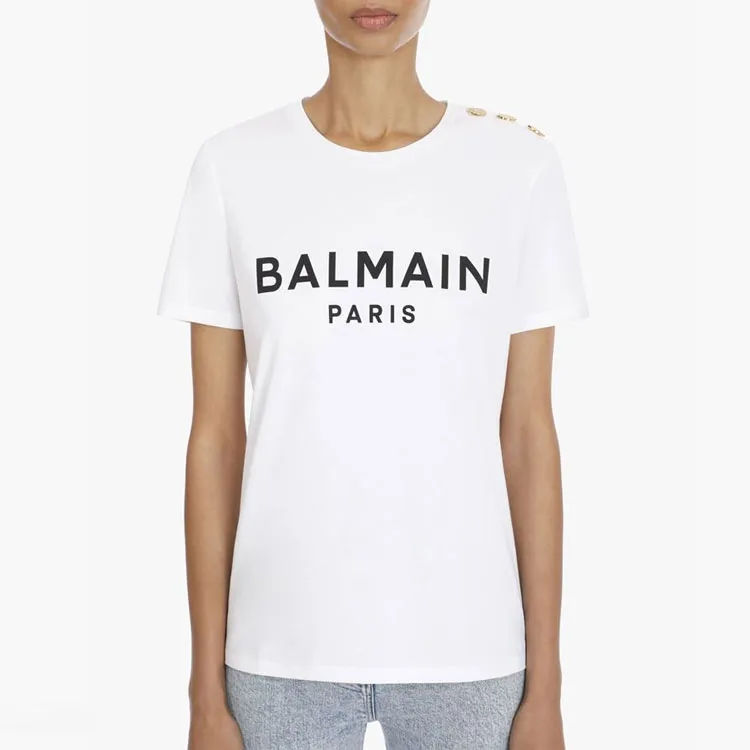 BALMAIN Logo Printed Crewneck T Shirt-5