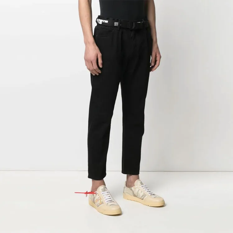 OFF WHITE High Rise Cropped Straight Leg Jeans-3
