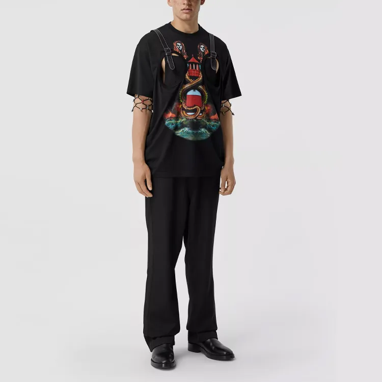 Burberry Cut Out Detail Mermaid Print T shirt-2