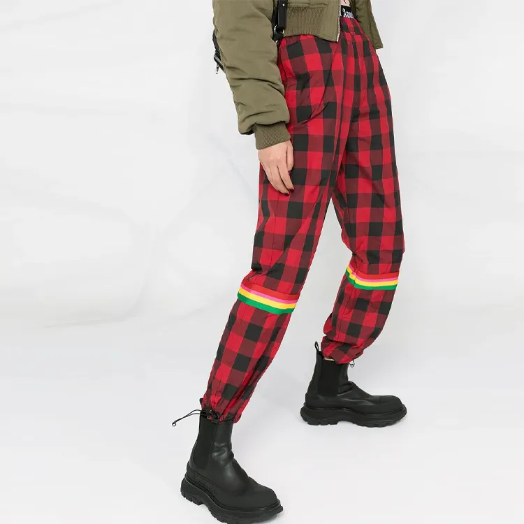 PALM ANGELS Buffalo check 'Red' Track Pants-4