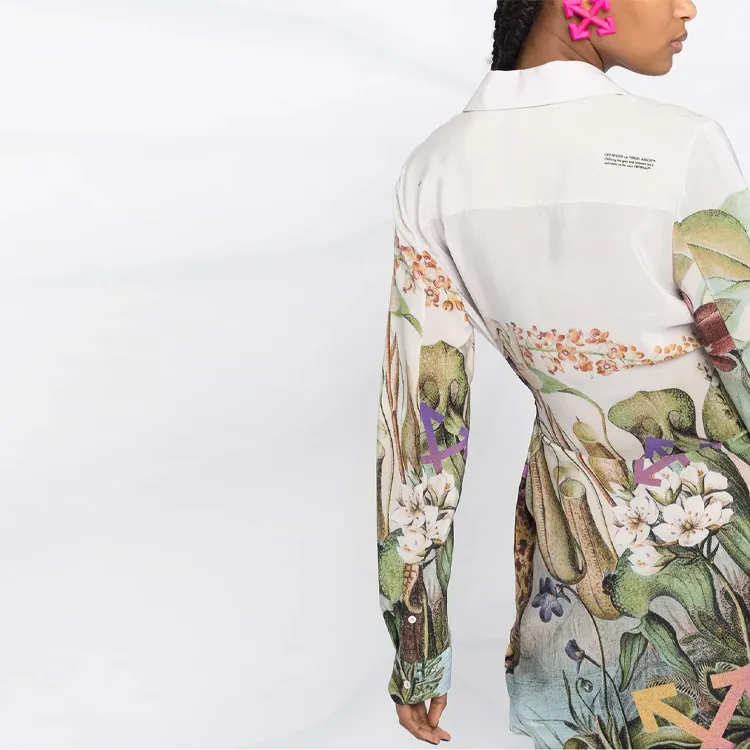 OFF WHITE Botanical print Shirt Dress-5