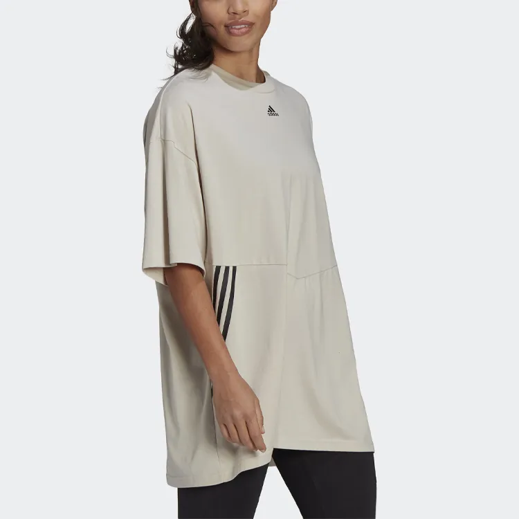 Adidas Drop Shoulder Sleeve T Shirt Women's Bauxite Brown-3