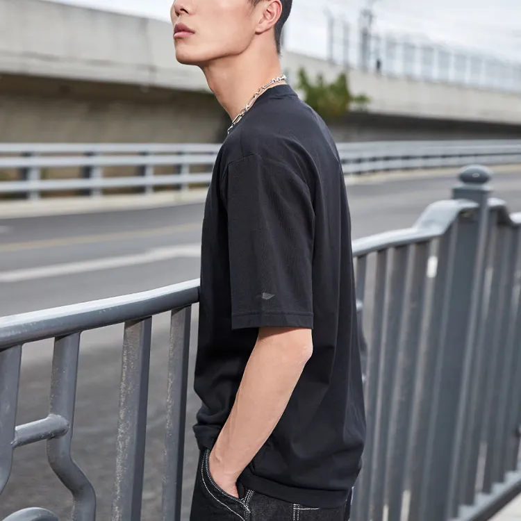 LiNing Sports Fashion Collection Drop Shoulder Sleeve T Shirt Men's Black-5