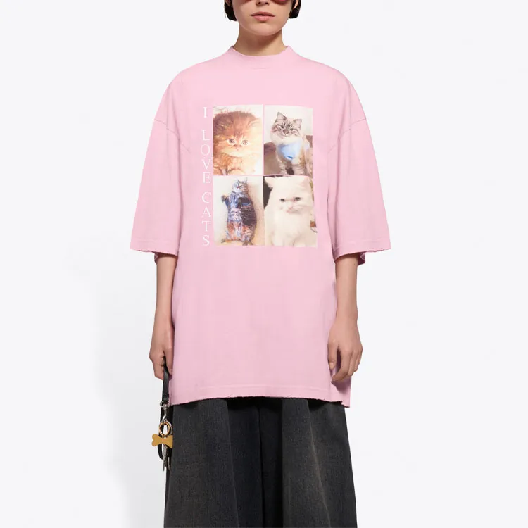 Balenciaga I Love Cats T Shirt 'Pink'-2