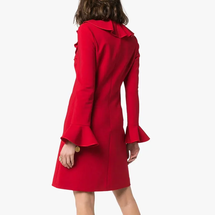 Valentino Long-Sleeved Dresses Women's Red-2
