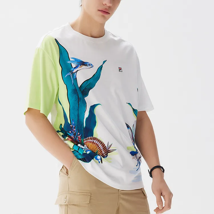 FILA SS21 Drop Shoulder Sleeve T Shirt Men's Standard White-3