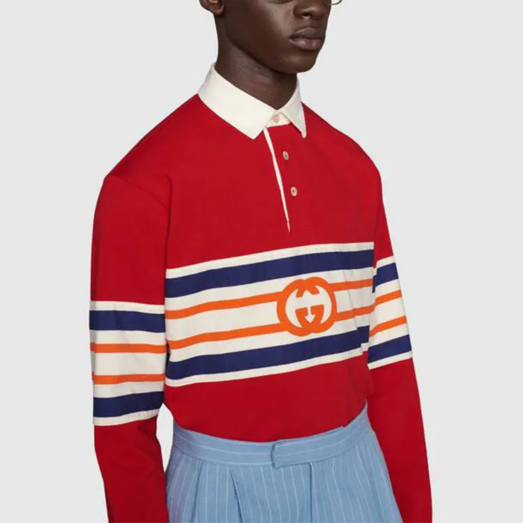 GUCCI Gg Stripe effect Polo Shirt-5