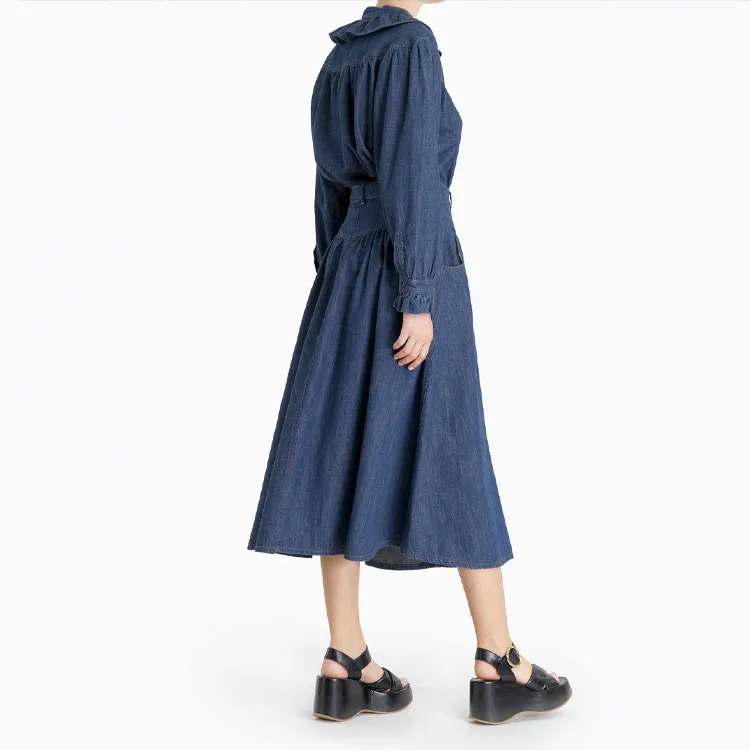 See By Chloe Denim Long Skirts Women's Blue-4