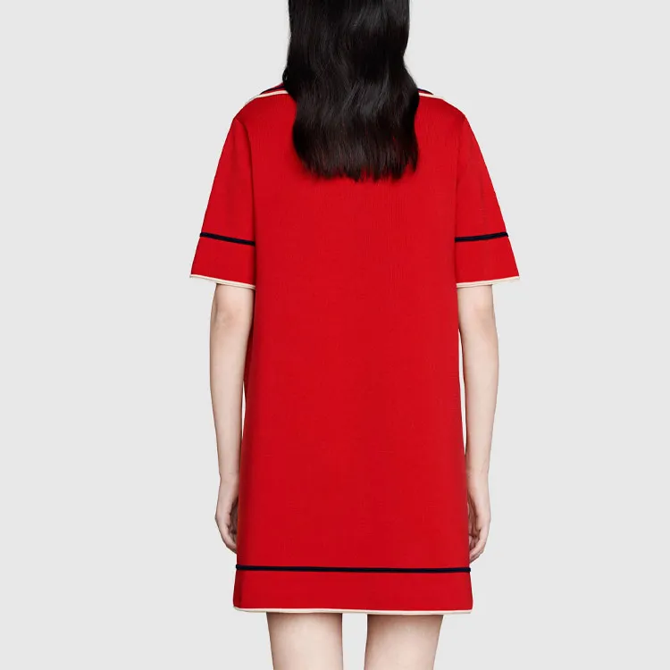 GUCCI FW21 Short Sleeved Dress Women's Red-2