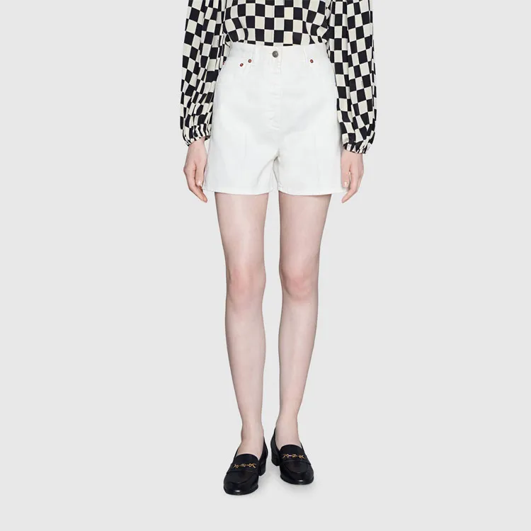 GUCCI FW21 Denim Shorts Women's White-1