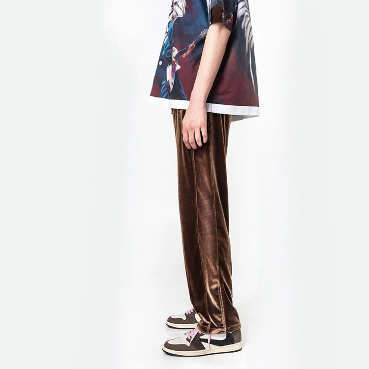 GALLIANO LANDOR Straight Casual Pants Unisex Gold Coffee-4