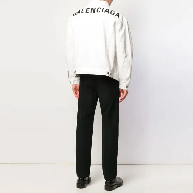 Balenciaga Men's Embroidered Logo Japanese Denim Jacket-4
