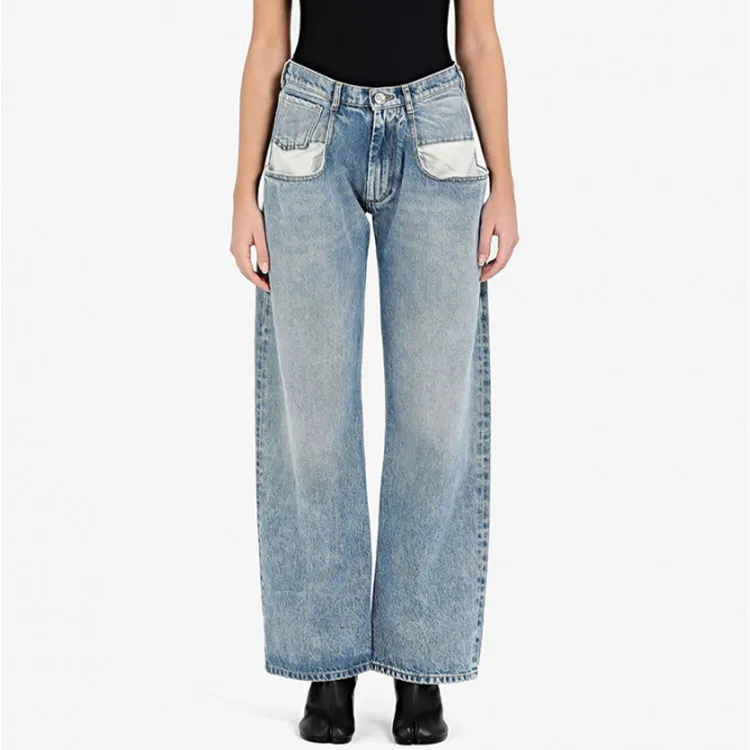 Maison Margiela 5 Pocket Wide Leg Denim Pants Blue-4