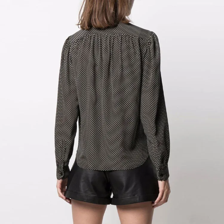 SAINT LAURENT Pussy bow Polka dot Blouse-5