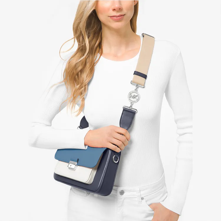 MICHAEL KORS Leather Crossbody Bag, Shoulder Bag Medium Size Women's Denim Blue Multicolor-4