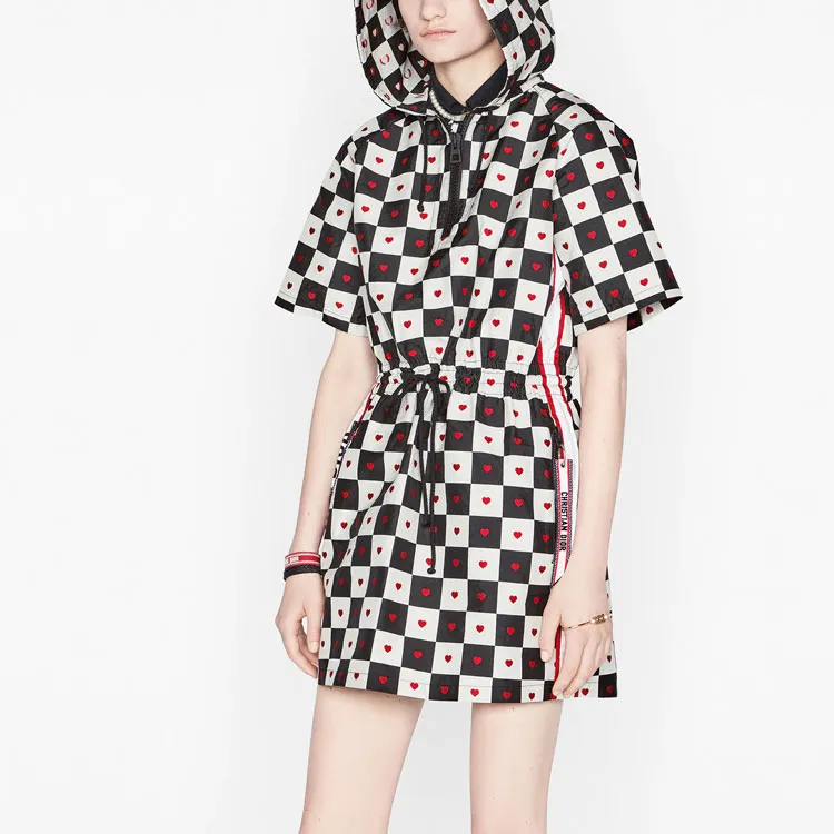 DIOR Short Sleeved Dresses Women's Black White Red-4