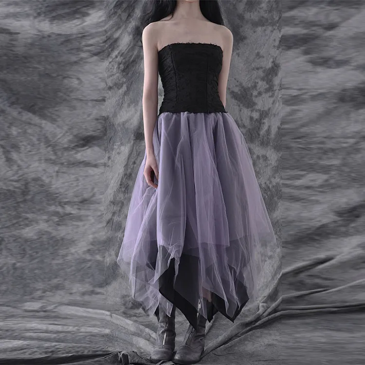 MARC LE BIHAN Casual Long Skirts Women's Black Purple-3