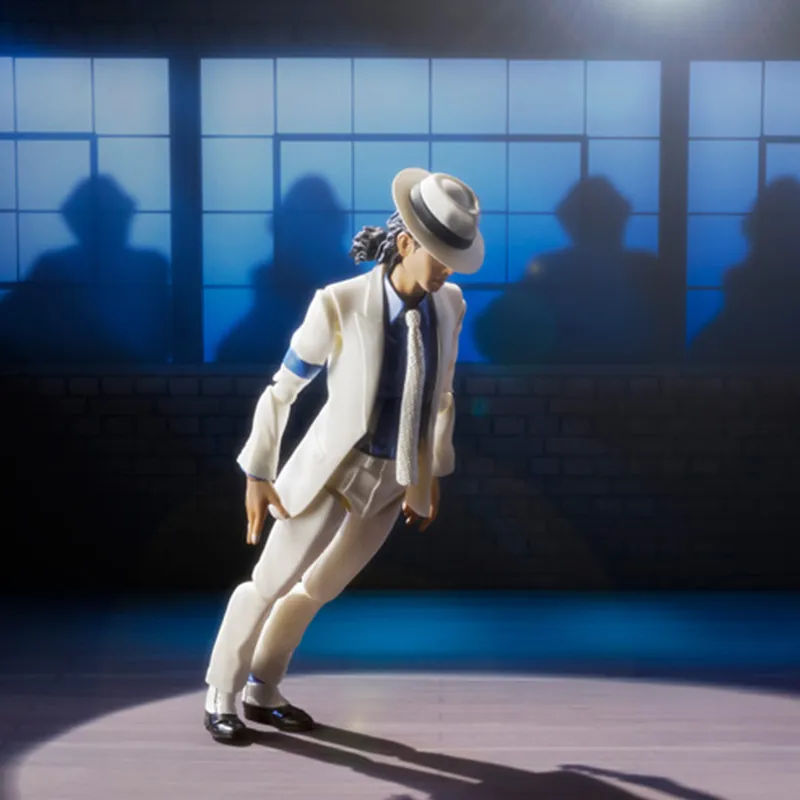 BANDAI SHF Michael Jackson 'Crime Master' 'Moonwalk' Action Figure 14cm With Base Scale Figures-8