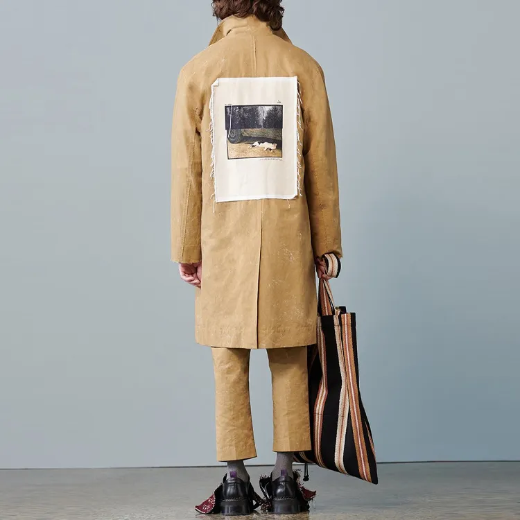 SONG FOR THE MUTE Trench Coats Men Khaki-3