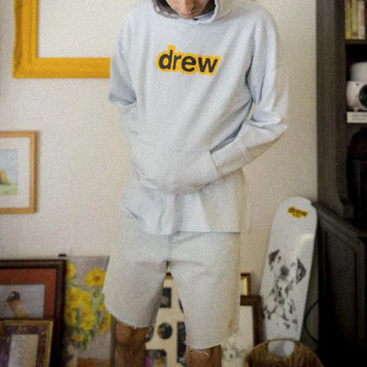 Drew House Letter Logo Series Sweatshirts Unisex Light Blue-5